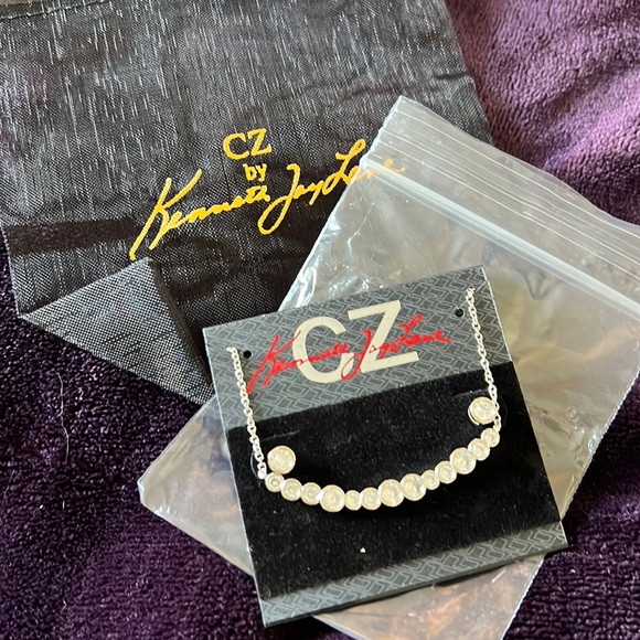 KENNETH JAY LANE CZ BEZEL SET BAR NECKLACE AND STUD SET - Picture 9 of 14